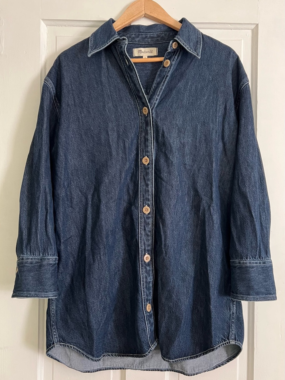 Madewell Women’s Medium Oversized Denim Button Down Shirt Blue Jean Shacket